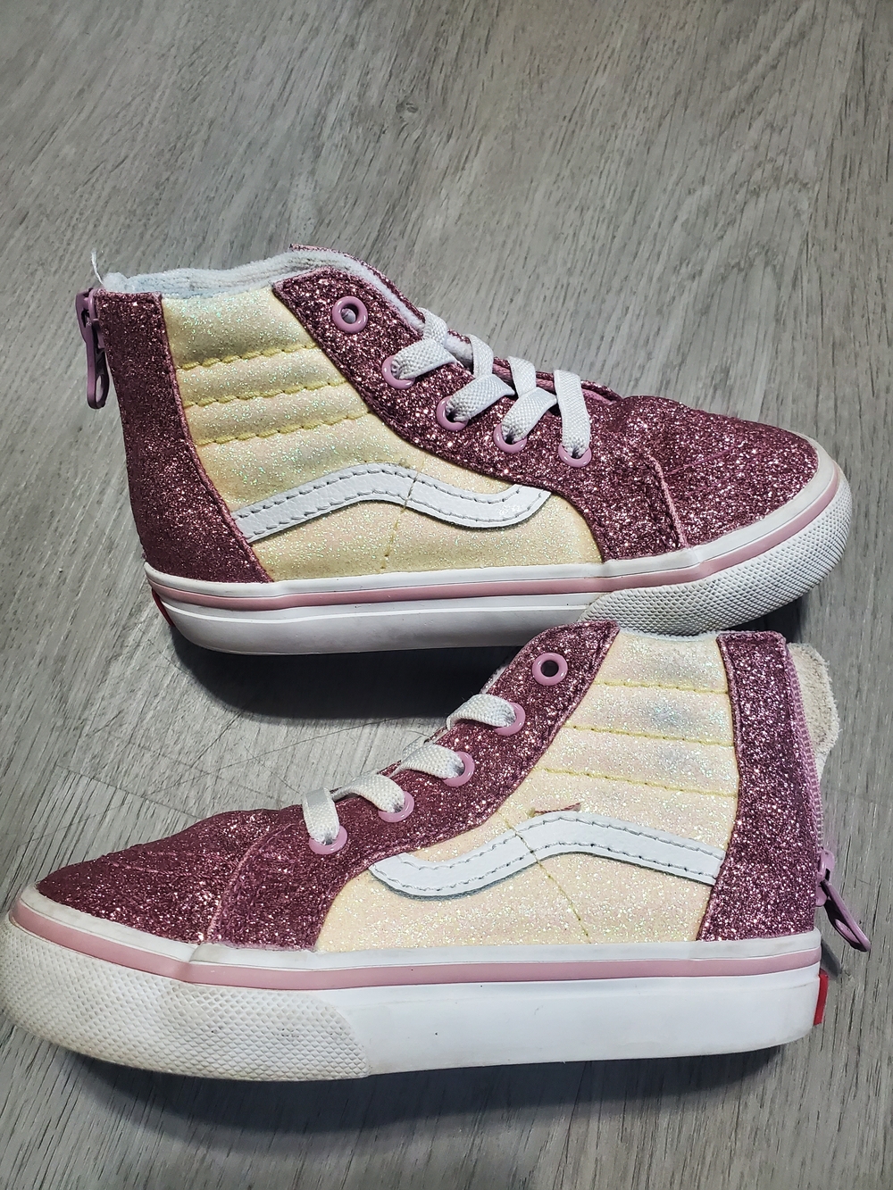Girls' Vans Glitter High-Top Sneakers in Pink and Yellow Size 8c